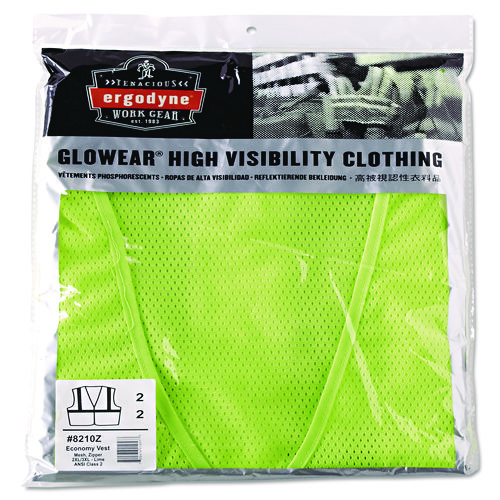 GloWear+8210Z+Class+2+Economy+Vest%2C+Polyester+Mesh%2C+Zipper+Closure%2C+2X-Large+to+3X-Large%2C+Lime