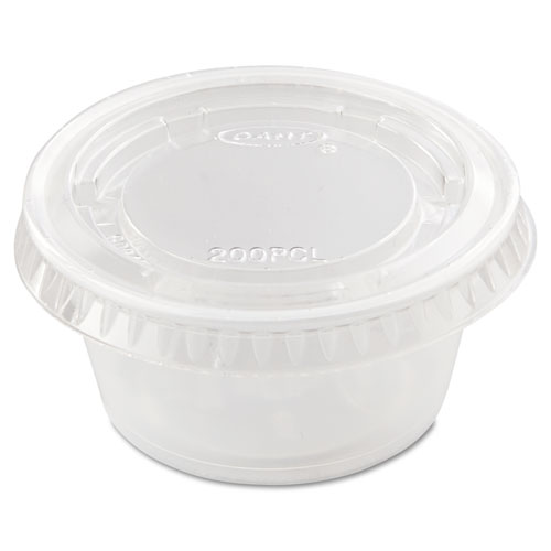 Picture of Portion/Souffle Cup Lids, PET, Fits 1.5 oz to 2.5 oz Cups, Clear, 2,500/Carton