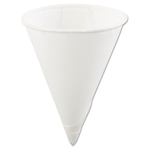 Picture of Rolled Rim Paper Cone Cups, 4 oz, White, 5,000/Carton