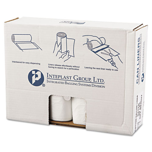 Picture of High-Density Commercial Can Liners Value Pack, 60 gal, 14 microns, 43" x 46", Clear, 25 Bags/Roll, 8 Rolls/Carton