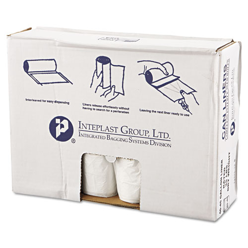 Picture of High-Density Commercial Can Liners Value Pack, 45 gal, 11 microns, 40" x 46", Clear, 25 Bags/Roll, 10 Rolls/Carton