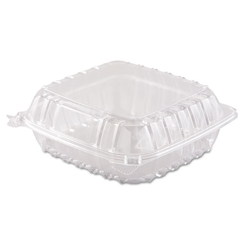 Picture of ClearSeal Hinged-Lid Plastic Containers, 8.3 x 8.3 x 3, Clear, Plastic, 250/Carton