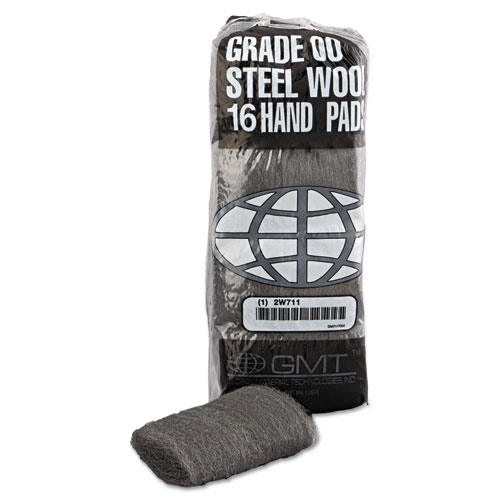 Picture of Industrial-Quality Steel Wool Hand Pads, #00 Very Fine, Steel Gray, 16 Pads/Sleeve, 12/Sleeves/Carton