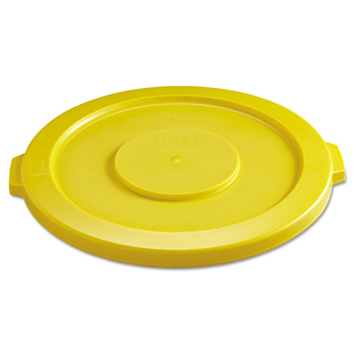 Picture of BRUTE Self-Draining Flat Top Lids for 32 gal Round BRUTE Containers, 22.25" Diameter, Yellow