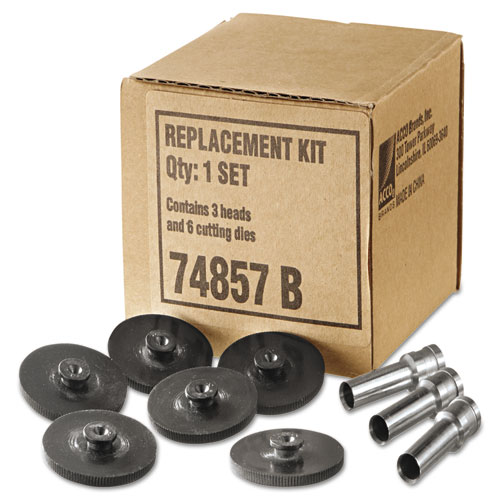 Picture of Replacement Head Punch Set, Three Heads/Five Discs, 9/32 Diameter Hole, Gray