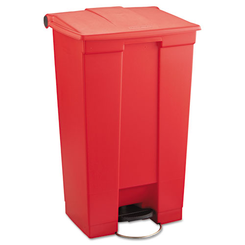 Picture of Indoor Utility Step-On Waste Container, 23 gal, Plastic, Red