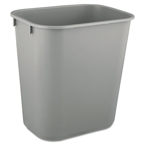Picture of Deskside Plastic Wastebasket, 3.5 gal, Plastic, Gray
