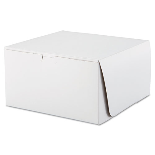 Picture of White One-Piece Non-Window Bakery Boxes, 10 x 10 x 5.5, White, Paper, 100/Carton