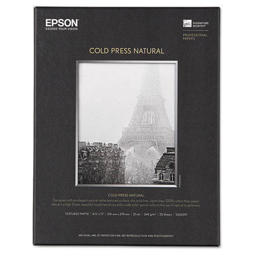 Picture of Cold Press Fine Art Paper, 19 mil, 8.5 x 11, Textured Matte Natural, 25/Pack