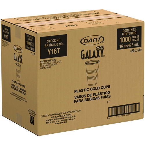 Picture of High-Impact Polystyrene Cold Cups, 16 oz, Translucent, 50/Sleeve, 20 Sleeves/Carton