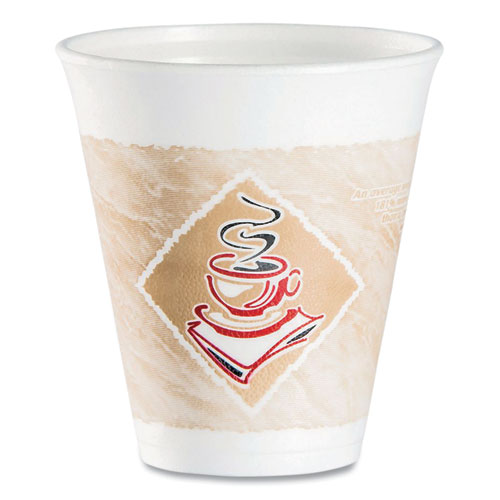 Picture of Cafe G Foam Hot/Cold Cups, 12 oz, Brown/Red/White, 1,000/Carton