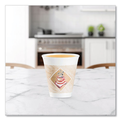 Picture of Cafe G Foam Hot/Cold Cups, 12 oz, Brown/Red/White, 1,000/Carton