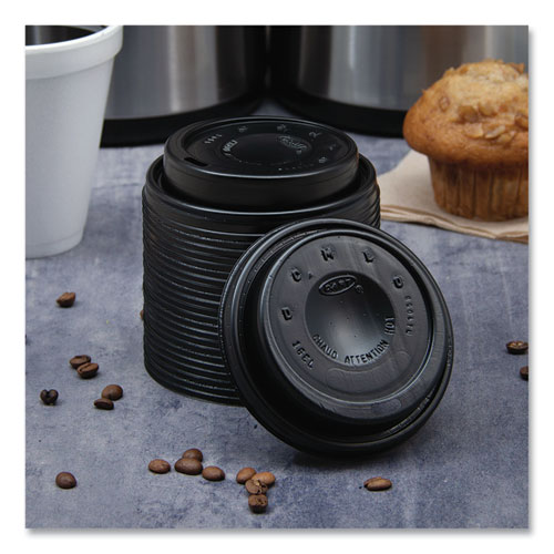 Picture of Cappuccino Dome Sipper Lids, Fits 12 oz to 24 oz Cups, Black, 100/Pack, 10 Packs/Carton