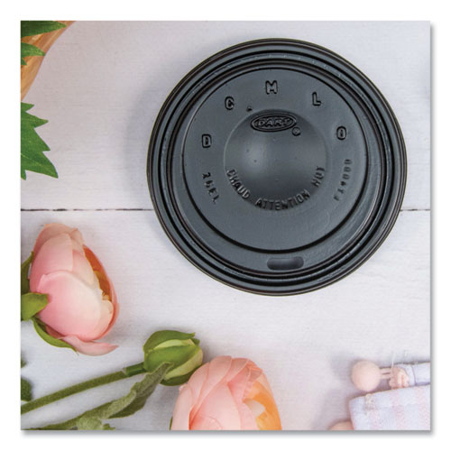 Picture of Cappuccino Dome Sipper Lids, Fits 12 oz to 24 oz Cups, Black, 100/Pack, 10 Packs/Carton