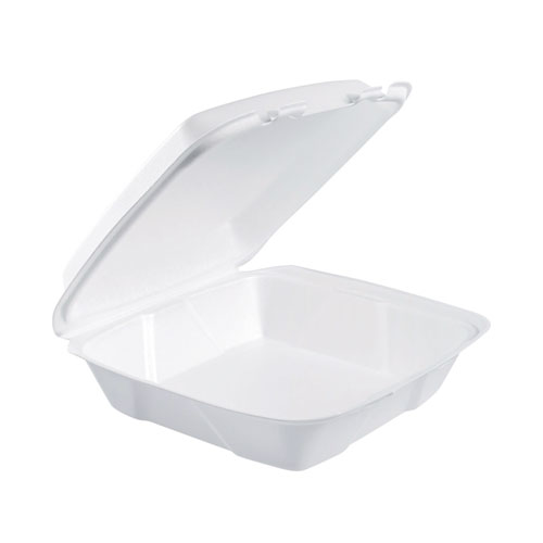 Picture of Foam Hinged Lid Containers, 9.01 x 9.4 x 3.1, White, 200/Carton