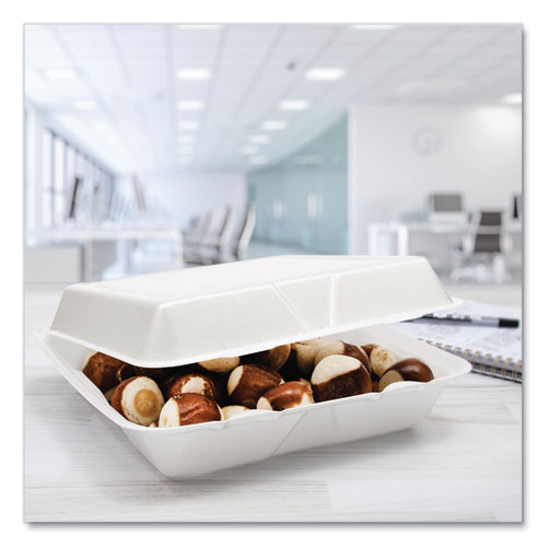 Picture of Foam Hinged Lid Containers, 9.25 x 9.5 x 3, 200/Carton