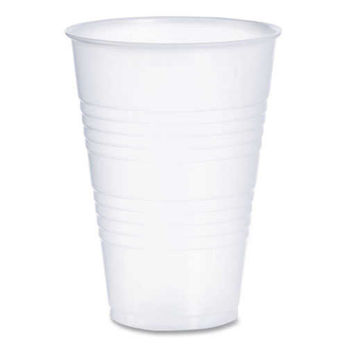 Picture of High-Impact Polystyrene Cold Cups, 14 oz, Plastic, Translucent, 50/Sleeve. 20 Sleeves/Carton
