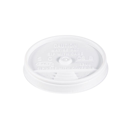 Picture of Sip Thru Lids, Fits 10 oz to 14 oz Foam Cups, Plastic, White, 100/Pack, 10 Packs/Carton
