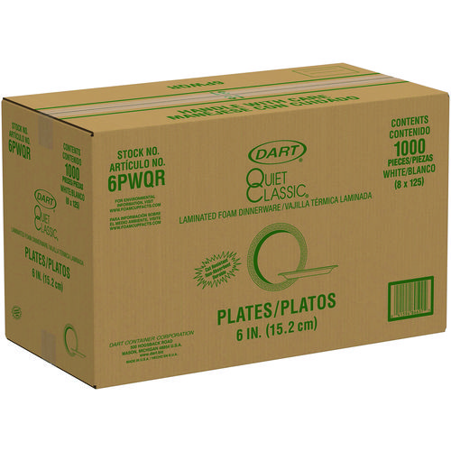 Picture of Mediumweight Foam Dinnerware, Plates, 6" dia, White, 125/Pack