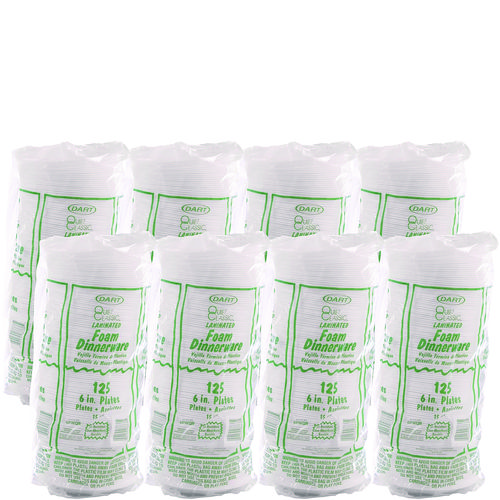 Picture of Mediumweight Foam Dinnerware, Plates, 6" dia, White, 125/Pack