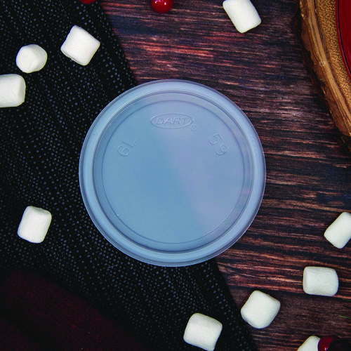 Picture of Non-Vented Cup Lids, Fits 6 oz Cups, 2, 3.5, 4 oz Food Containers, Translucent, 1,000/Carton