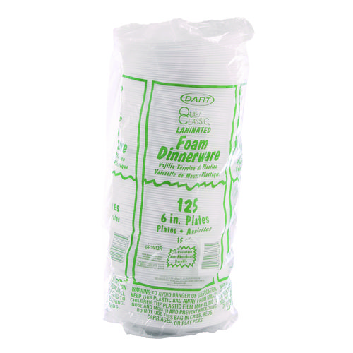 Picture of Mediumweight Foam Dinnerware, Plates, 6" dia, White, 125/Pack