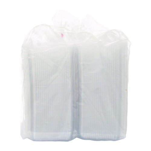 Picture of StayLock Clear Hinged Lid Containers, 7.8 x 8.3 x 3, Clear, Plastic, 125/Bag, 2 Bags/Carton