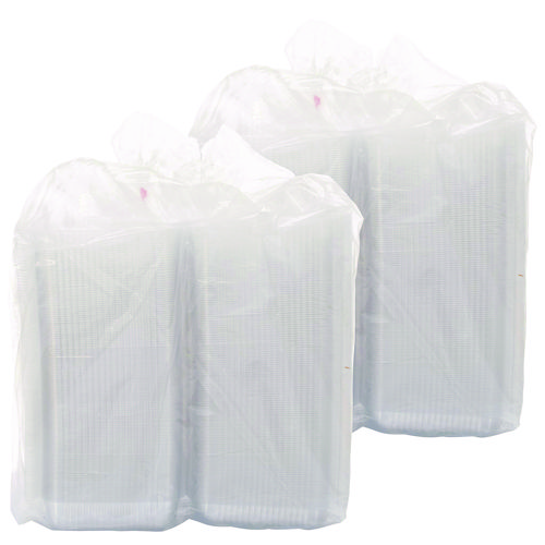 Picture of StayLock Clear Hinged Lid Containers, 7.8 x 8.3 x 3, Clear, Plastic, 125/Bag, 2 Bags/Carton