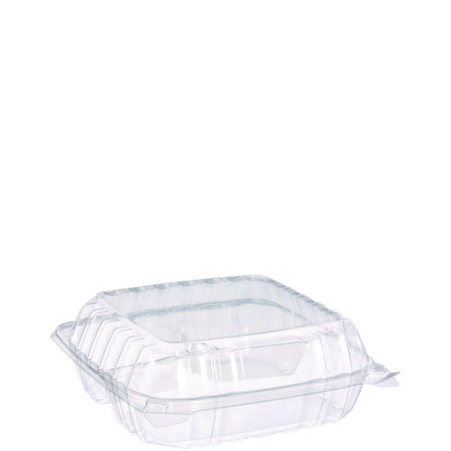 Picture of ClearSeal Hinged-Lid Plastic Containers, 8.25 x 8.25 x 3, Clear, Plastic, 125/Pack, 2 Packs/Carton