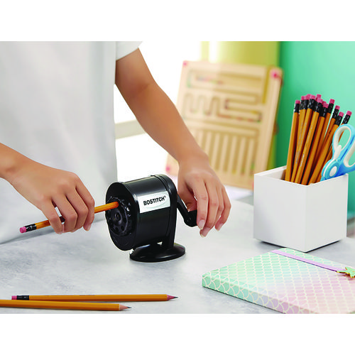 Picture of Metal Manual Pencil Sharpener, Manually-Powered, 5.44" x 2.69" x 4.33", Black