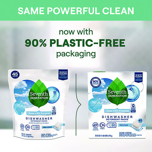 Picture of Natural Automatic Dishwasher Detergent Packs, Free and Clear, 45 Powder Packets/Box