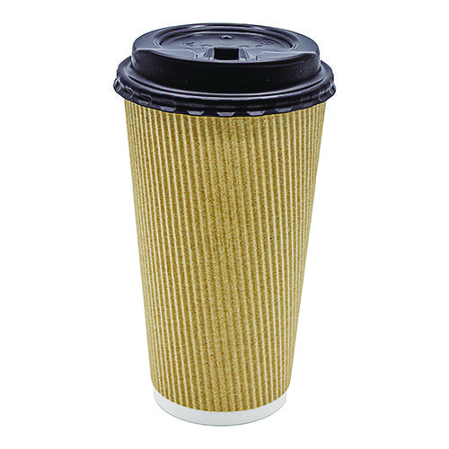 Picture of Ripple Hot Cups, 20 oz, Kraft/White, 500/Carton