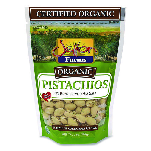 Picture of Organic Pistachios, Dry Roasted with Sea Salt, 7 oz Bag, 12/Carton