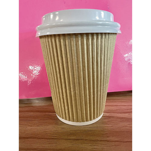 Picture of Ripple Hot Cups, 8 oz, Kraft/White, 500/Carton