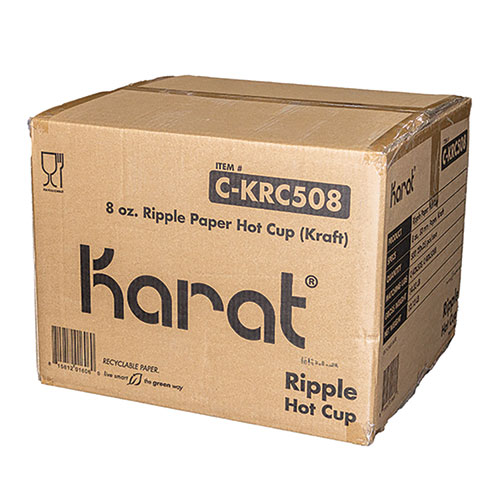 Picture of Ripple Hot Cups, 8 oz, Kraft/White, 500/Carton