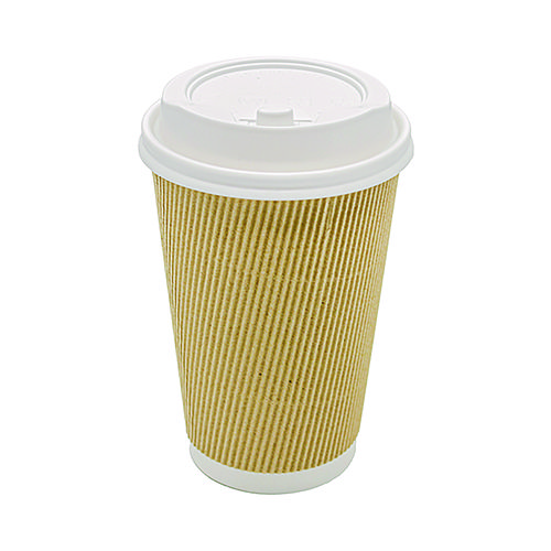 Picture of Ripple Hot Cups, 16 oz, Kraft/White, 500/Carton