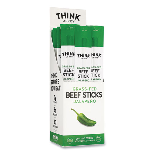Picture of Jalapeno 100% Grass-Fed Beef Sticks, 1 oz Individually Wrapped Sticks, 20/Carton