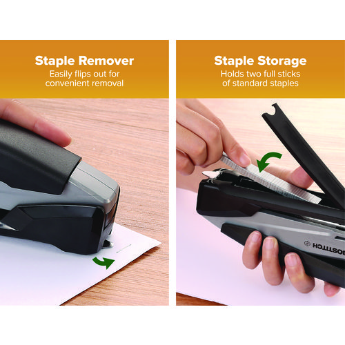 Picture of InPower One-Finger Eco-Friendly Desktop Stapler, 25-Sheet Capacity, Black/Gray