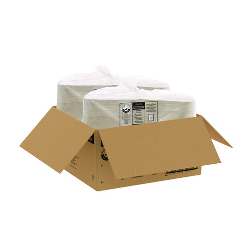 Picture of Compostable Fiber Hinged Trays, ProPlanet Seal, 8.98 x 9.35 x 2.17, Ivory, Molded Fiber, 200/Carton