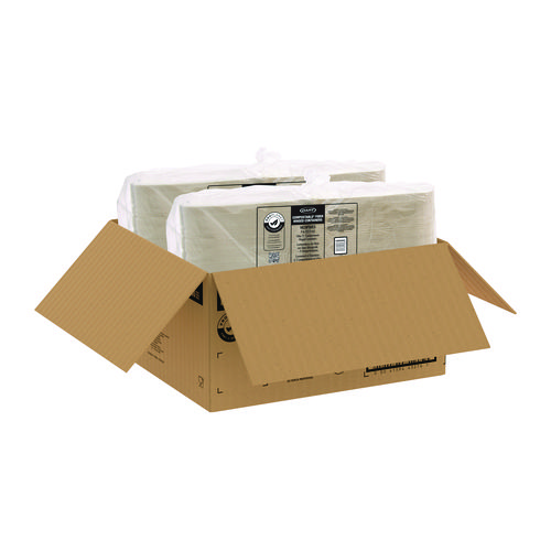 Picture of Compostable Fiber Hinged Trays, ProPlanet Seal, 3-Compartment, 9.25 x 9.45 x 2.17, Ivory, Molded Fiber, 200/Carton