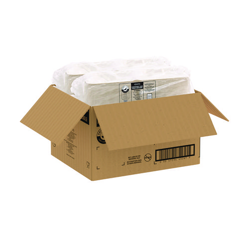 Picture of Compostable Fiber Hinged Containers, ProPlanet Seal, 6.34 x 9.06 x 1.97, Ivory, Molded Fiber, 200/Carton