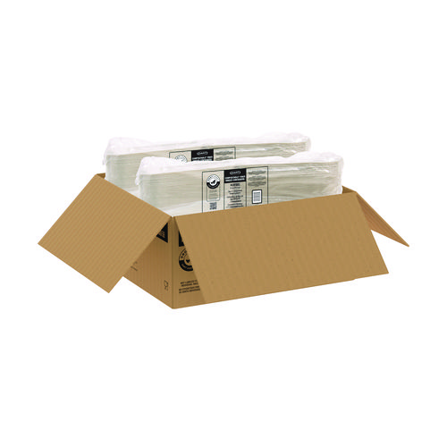 Picture of Compostable Fiber Hinged Trays, ProPlanet Seal, 3-Compartment, 8.03 x 8.4 x 1.93, Ivory, Molded Fiber, 200/Carton