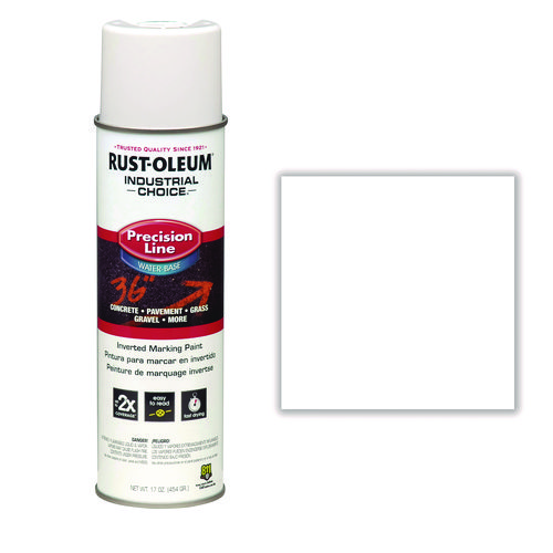 Picture of Industrial Choice M1800 System Water-Based Precision Line Marking Paint, Flat White, 17 oz Aerosol Can, 12/Carton