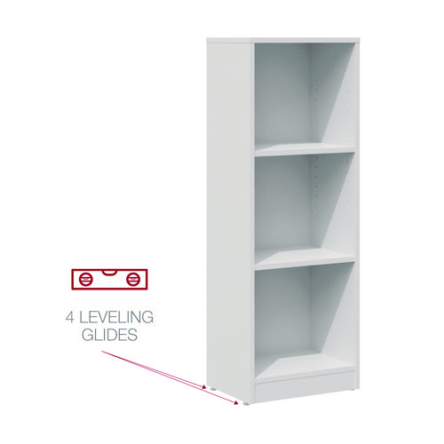 Picture of Three-Shelf Narrow-Footprint Bookcase, 15.75" x 11.42" x 44.33", White