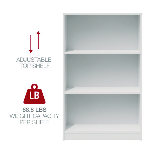 Picture of Three-Shelf Bookcase, 27.56" x 11.42" x 44.33", White