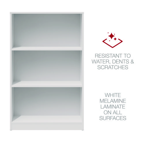 Picture of Three-Shelf Bookcase, 27.56" x 11.42" x 44.33", White