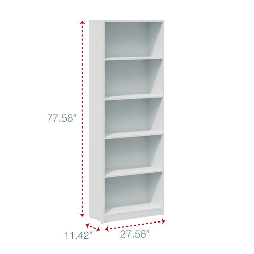 Picture of Five-Shelf Bookcase, 27.56" x 11.42" x 77.56", White