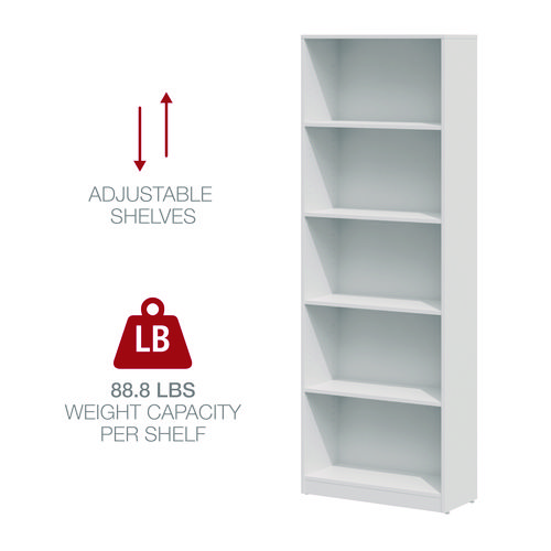 Picture of Five-Shelf Bookcase, 27.56" x 11.42" x 77.56", White