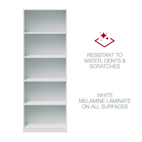 Picture of Five-Shelf Bookcase, 27.56" x 11.42" x 77.56", White