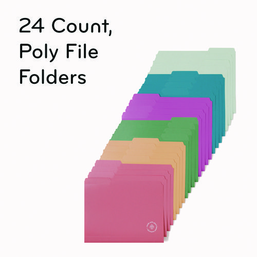 Picture of U-Eco Poly File Folders, 1/3 Cut Tabs: Assorted, Letter Size, 0.5" Expansion, Assorted Colors, 24/Pack